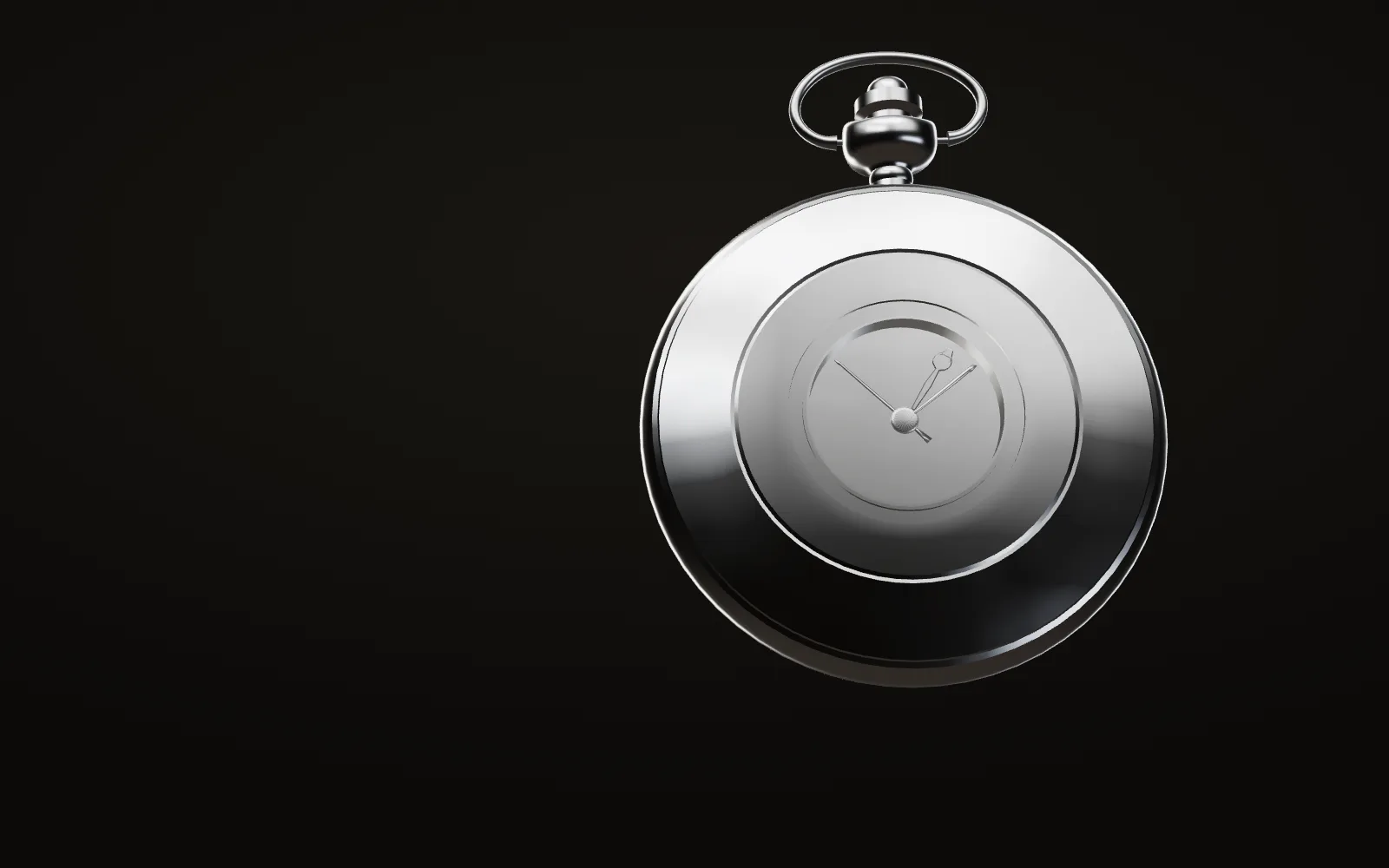 The Calibre 04 pocket watch, satin steel case, glass crystal, lit by a studio softbox.