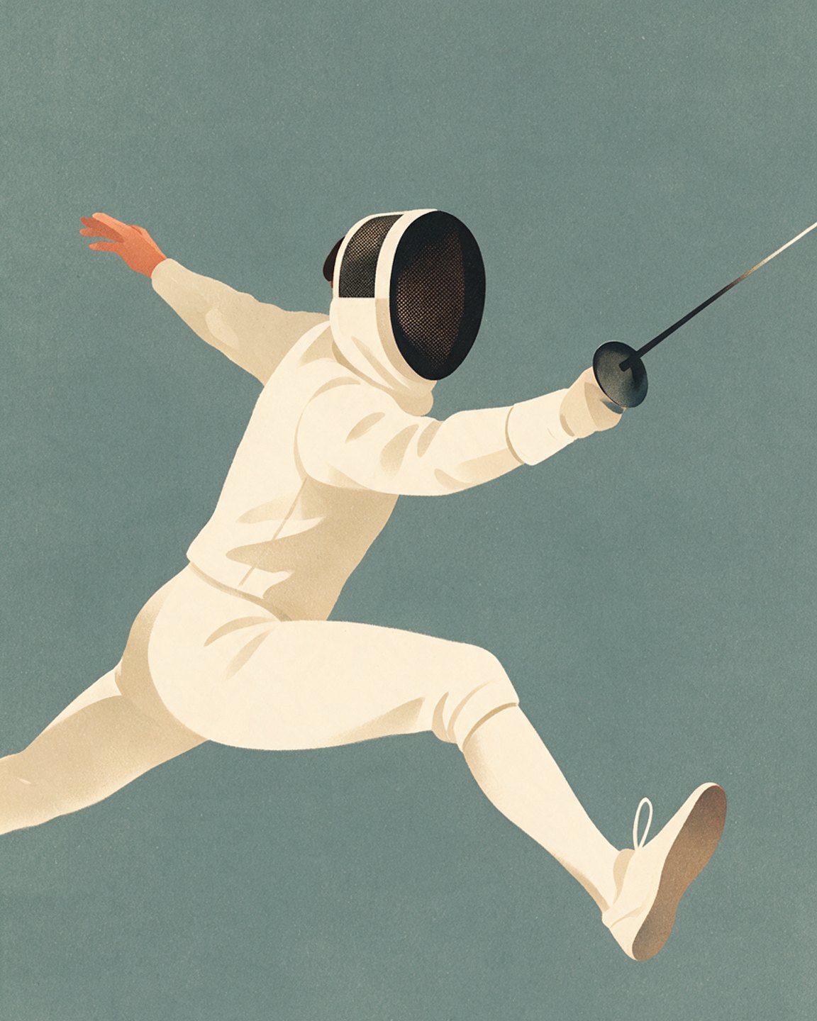 En Garde — fencer mid-lunge