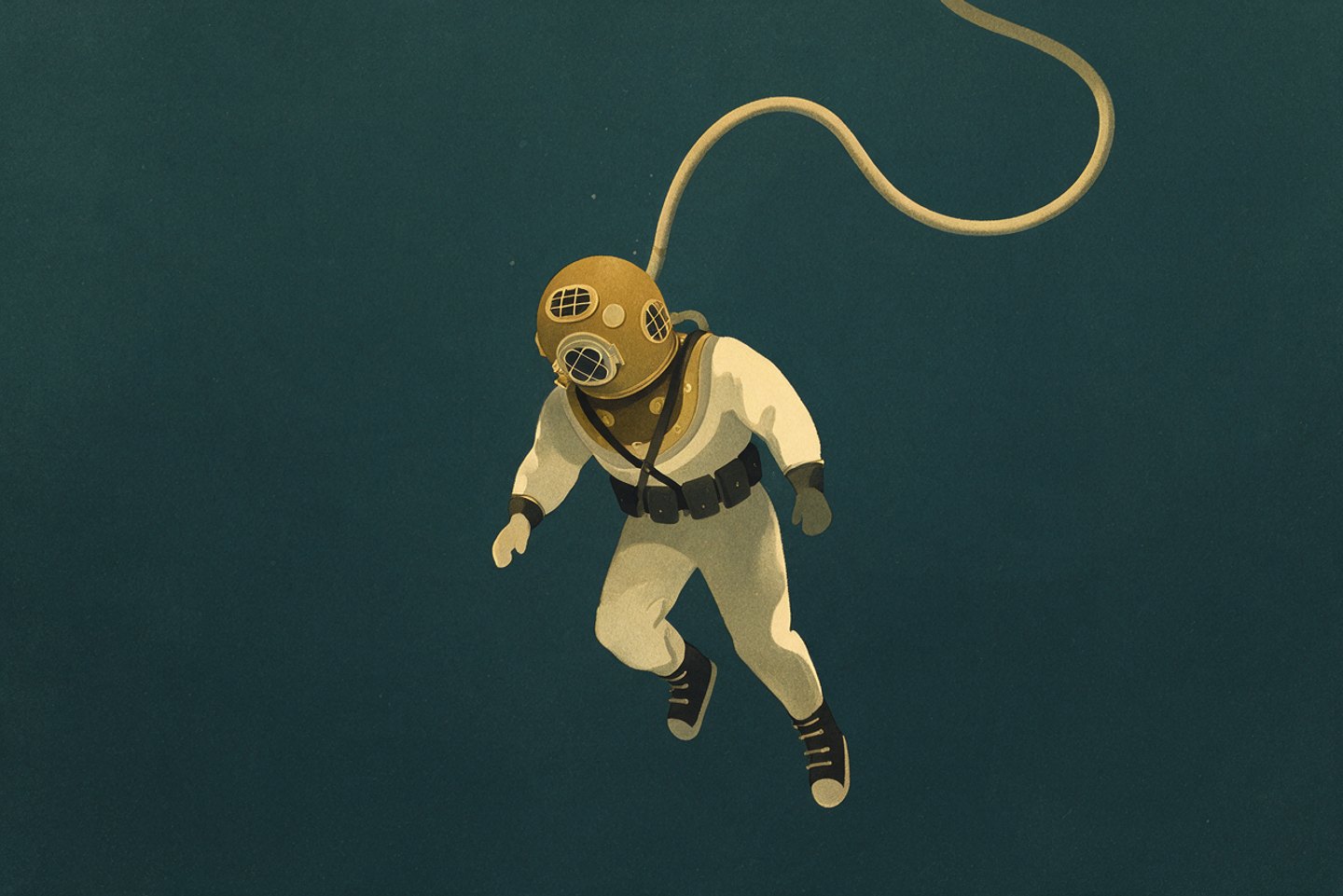 The Descent — deep-sea diver in a brass helmet