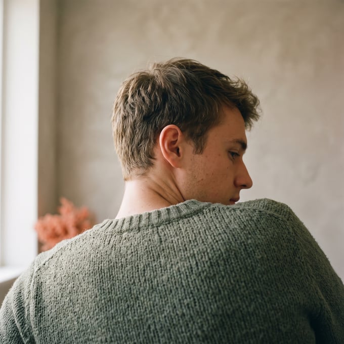 Back of a neck over a knitted collar
