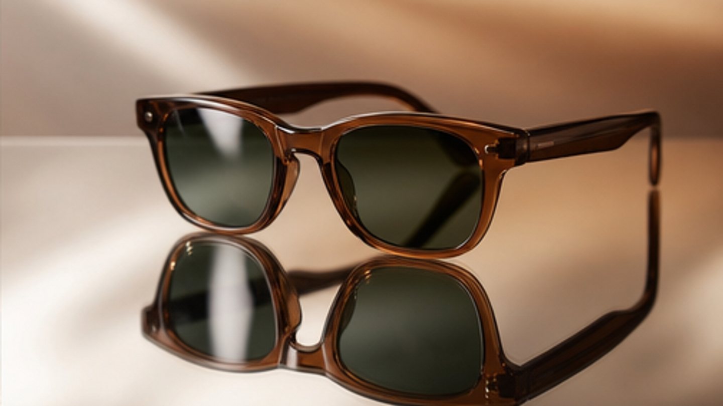 Tortoiseshell sunglasses in warm directional light