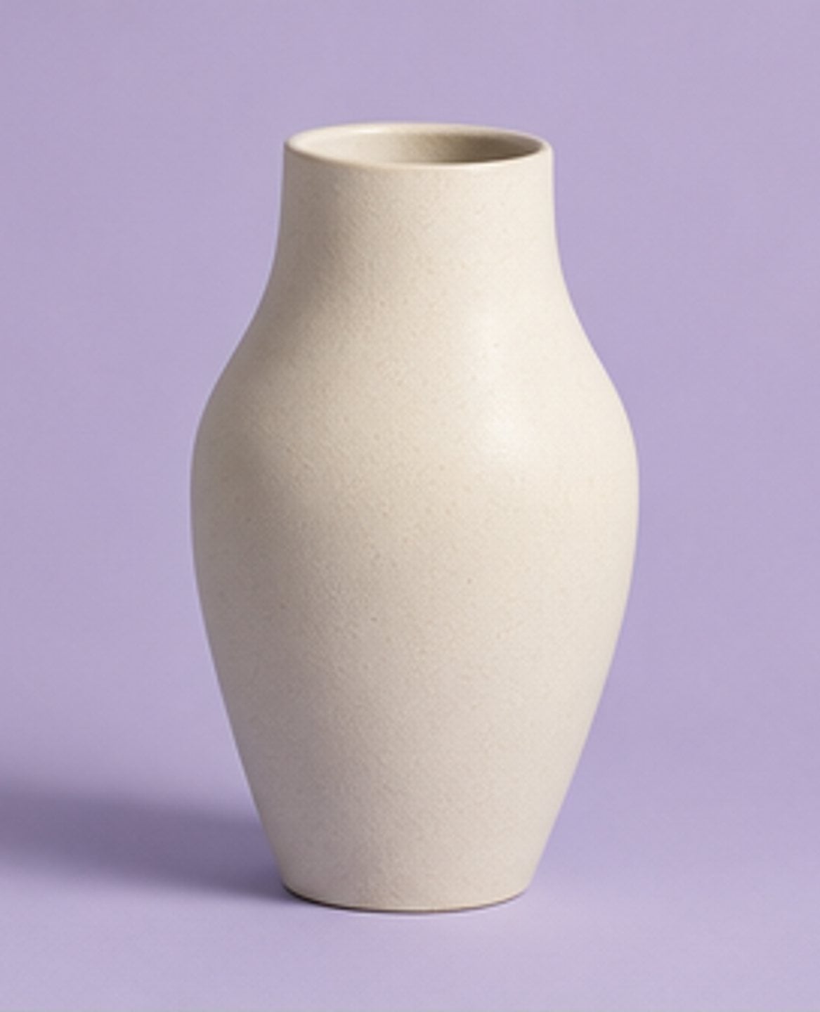 Stoneware vase on lilac
