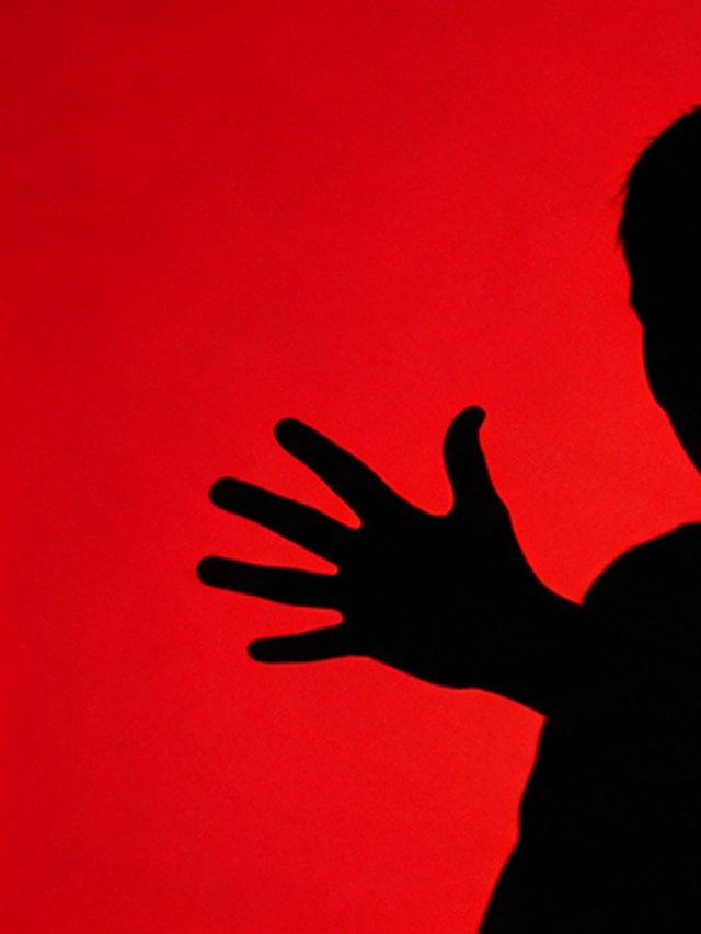 Shadow of a hand against saturated red