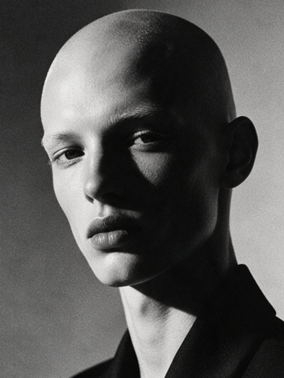 High-contrast black and white beauty portrait