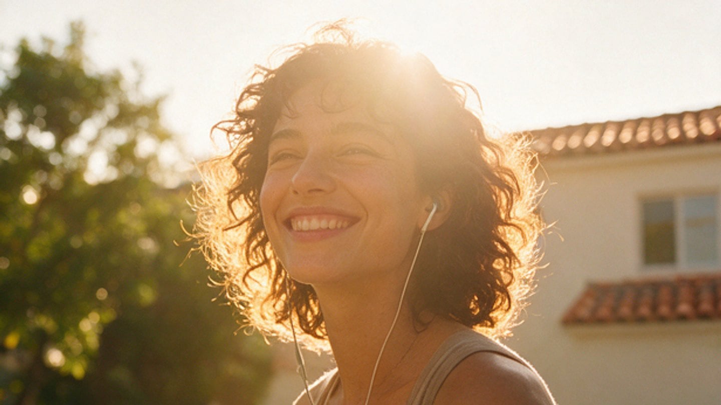 Backlit portrait of a woman in golden light