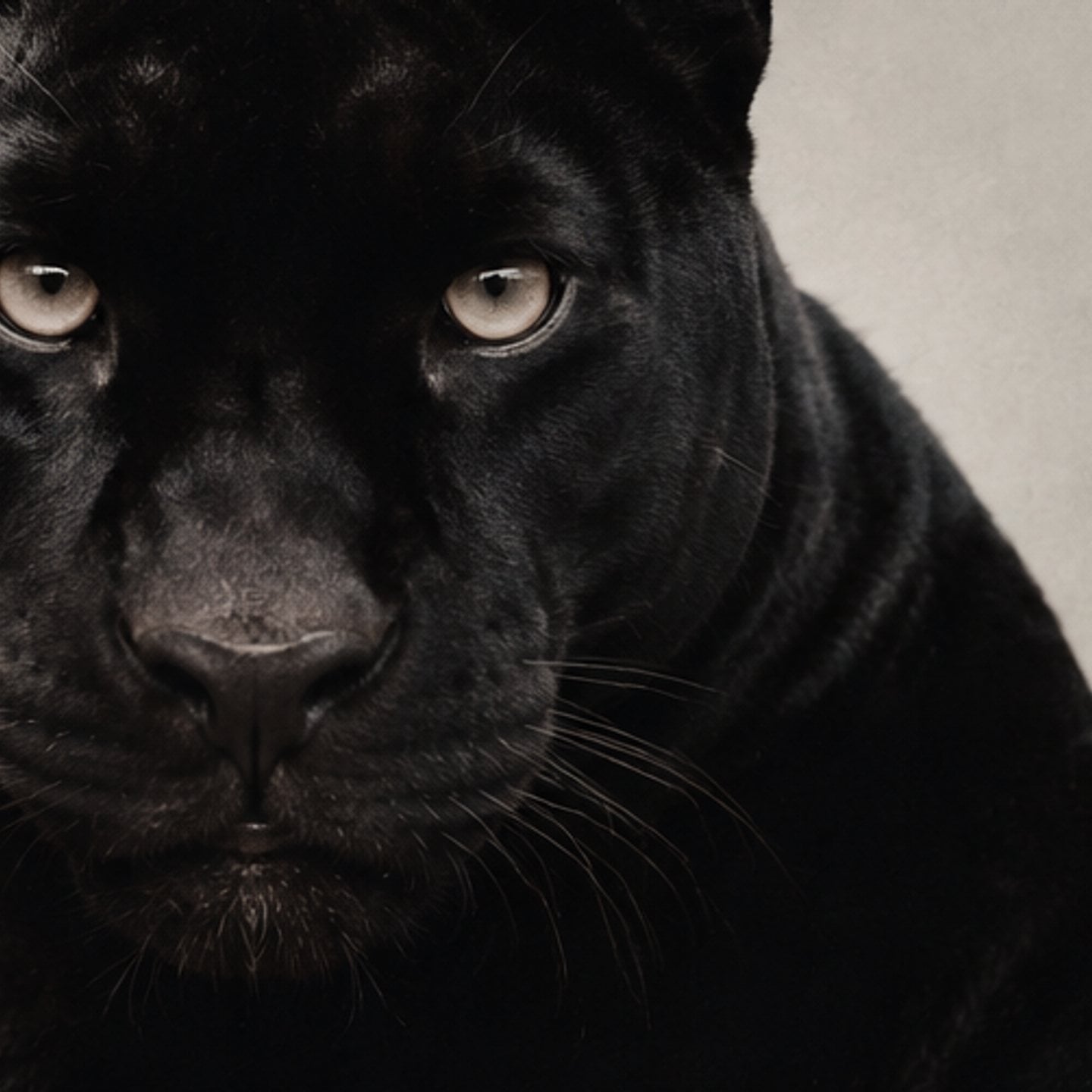 Close portrait of a black jaguar in low light