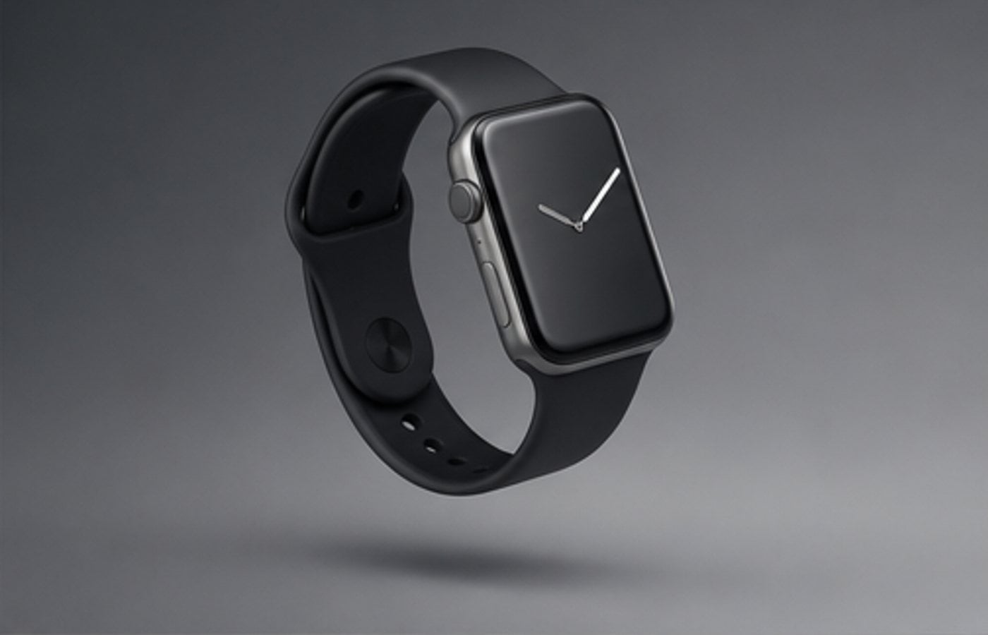 Smartwatch floating over a grey seamless