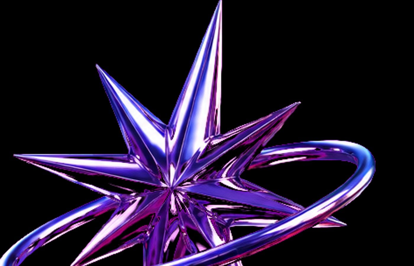 Chrome star form rendered on black