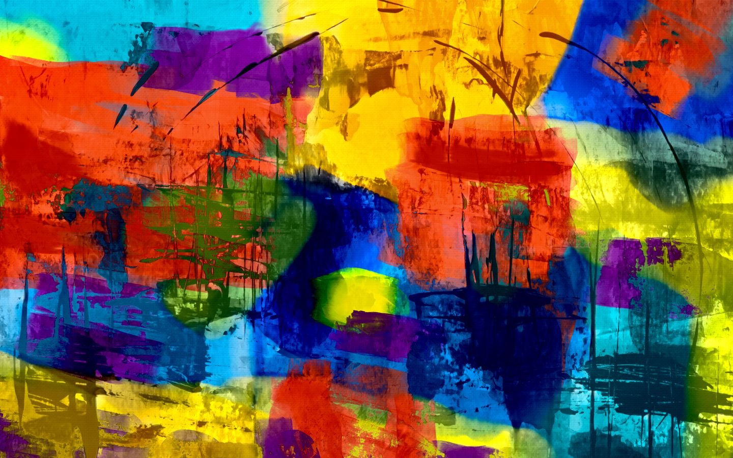 Overspill — dense field of overlapping palette-knife colour