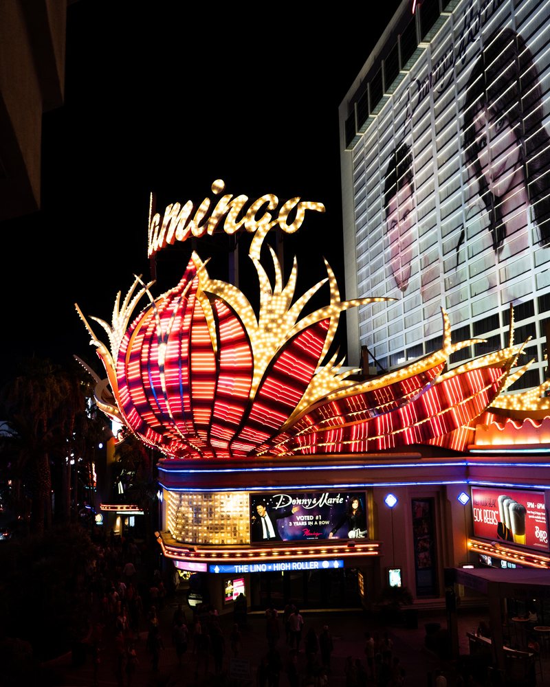 Illuminated signage at night