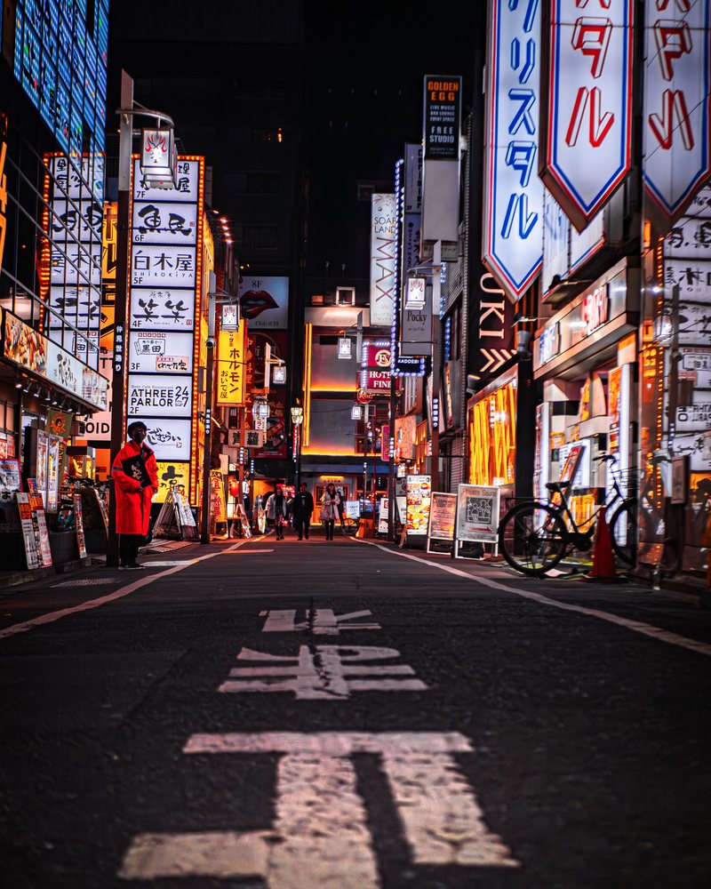 Deserted neon boulevard