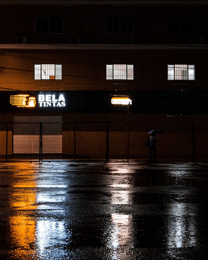 Reflections on a rain-soaked road