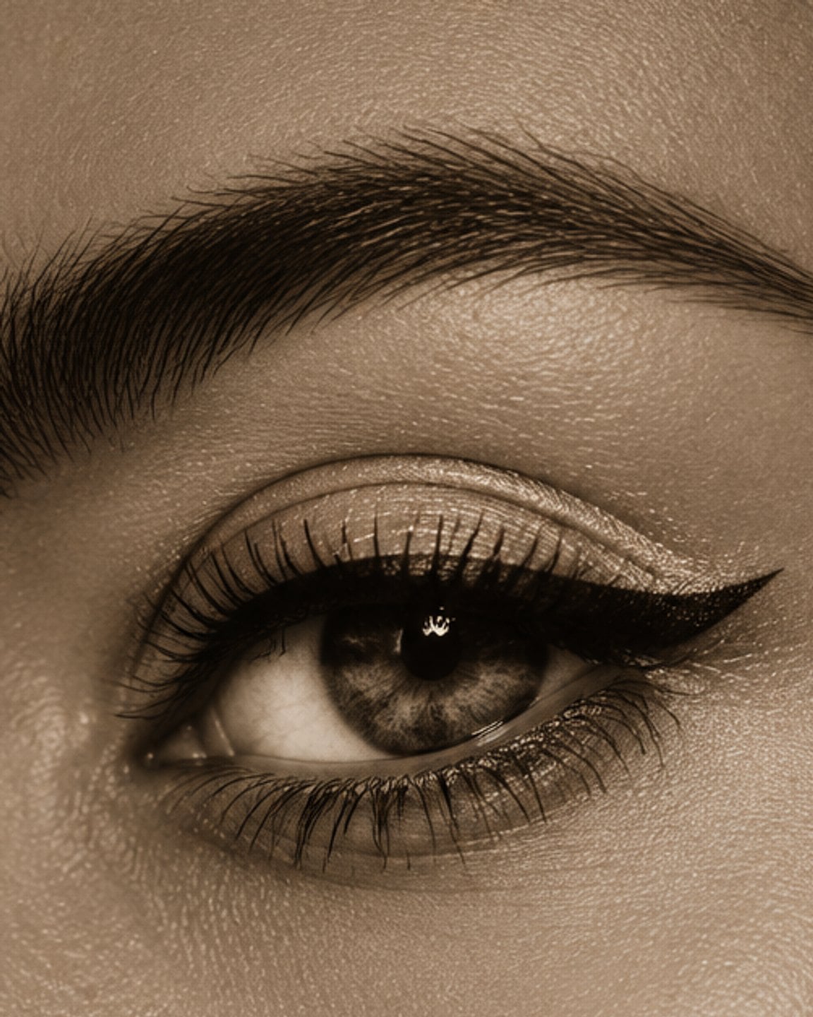 Close-up of an eye lined with kohl