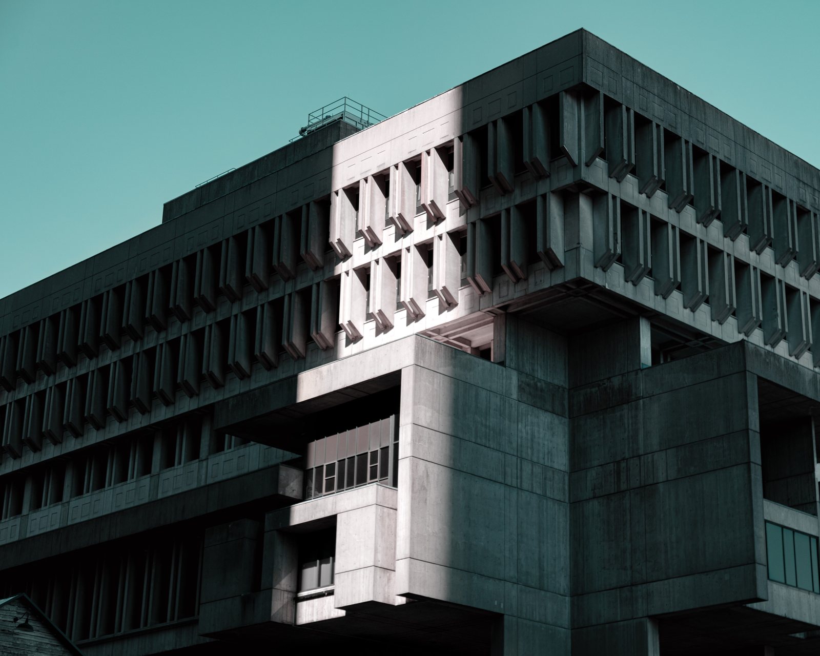 Concrete brutalist facade, one of Nuvoro's built-environment projects